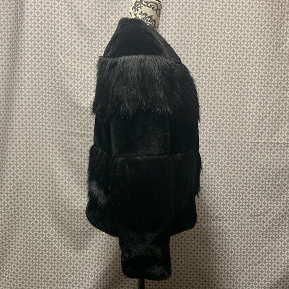 Vero Moda Womens Black Furry Fur Party Date Night Selena Gomez Style Jacket Coat - Picture 5 of 9